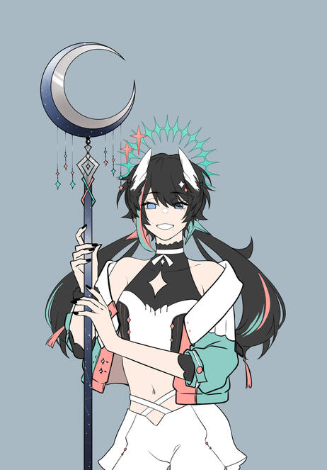 With my pretty staff